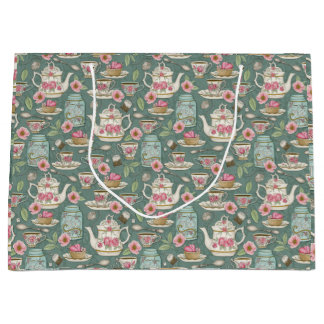 Sacola Para Presentes Grande Vintage Tea Party