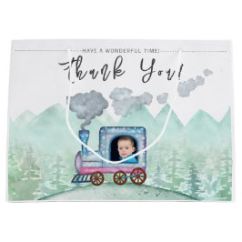 Sacola Para Presentes Grande Vintage Train Transport Birthday