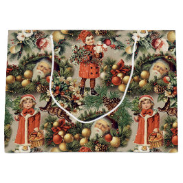 Sacola Para Presentes Grande Vintage Victorian Christmas Baubles