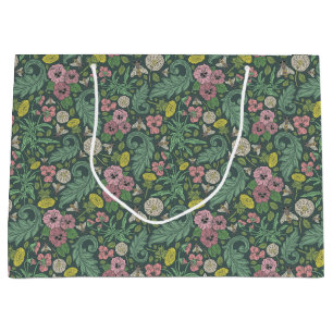 Sacola Para Presentes Grande Vintage Yellow Dandelions Rosa Pansy Faces