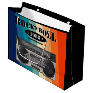 Sacola Para Presentes Grande Vintagem de música rochosa n rolo