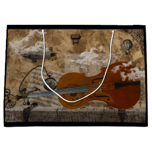 Sacola Para Presentes Grande Violoncelo Steampunk