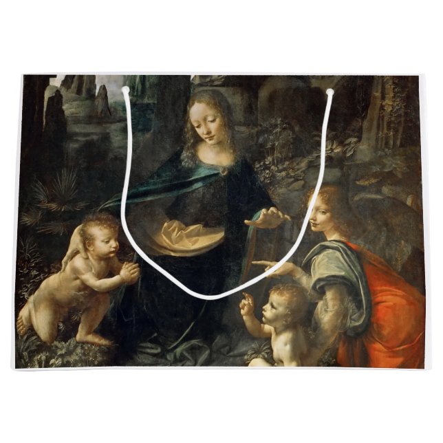Sacola Para Presentes Grande Virgem das Rochas, Leonardo da Vinci (Frente)