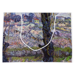 Sacola Para Presentes Grande Vista de Van Gogh Arles Jardim Florido