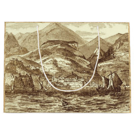 Sacola Para Presentes Grande Vista panorâmica Sepia-Matizada porto de Funchal