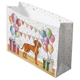 Sacola Para Presentes Grande Vizsla Húngara Cartoon Cão Colorido Aniversário