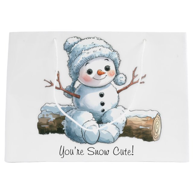 Sacola Para Presentes Grande Você é bonitinho em neve (Frente)