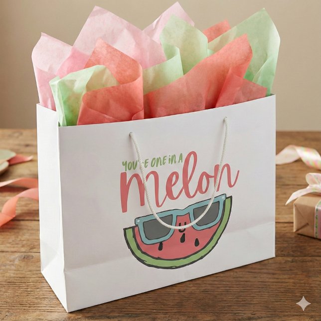 Sacola Para Presentes Grande Você é um em um Saco do Melon Gift (This adorable, "One in a melon" gift bag would make a wonderful gift for someone special! )