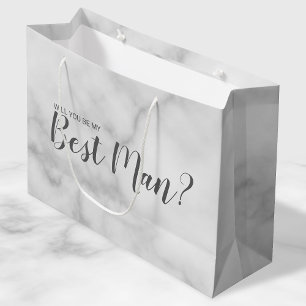 Sacola Para Presentes Grande Você Será Meu Melhor Homem? Script Marble Elegan