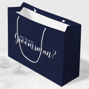 Sacola Para Presentes Grande Você Será Meu Padrinho de casamento? Marinho de Sc