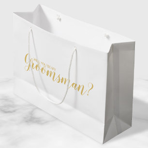 Sacola Para Presentes Grande Você Será Meu Padrinho? Moderno Script Dourado