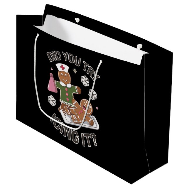 Sacola Para Presentes Grande Você Tentou Enfermeirar Enfermeira De Natal? (Frente inclinada)