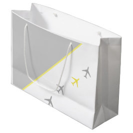 Sacola Para Presentes Grande Voo de Aviões de Cinza Amarela
