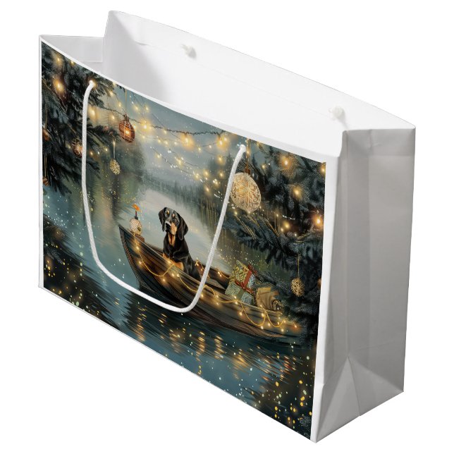 Sacola Para Presentes Grande Voyage festiva de Natal do Conhound Bluetick (Frente inclinada)