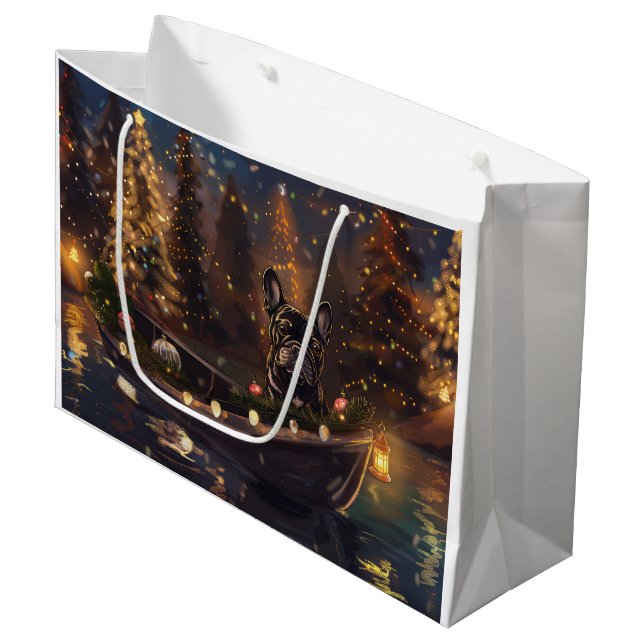 Sacola Para Presentes Grande Voz Festiva do Buldogue Francês (Frente inclinada)