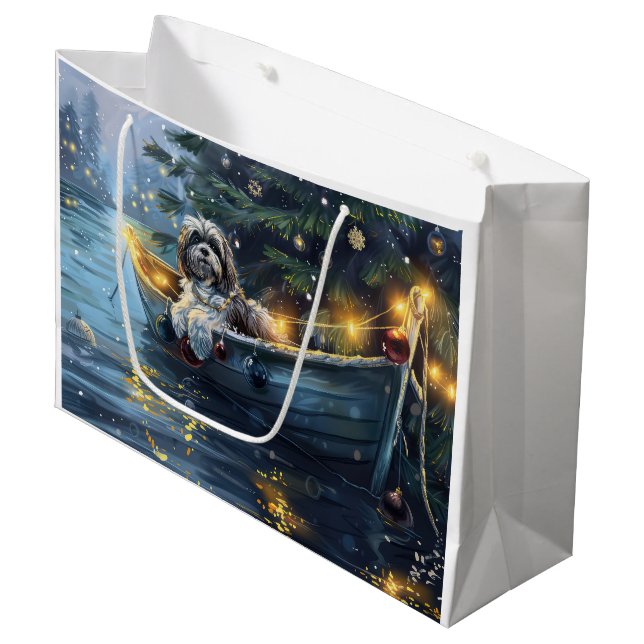 Sacola Para Presentes Grande Voz Festiva do Natal no Havaí (Frente inclinada)