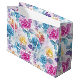 Sacola Para Presentes Grande Watercolor Dreamy Rosa Large Gift Bag