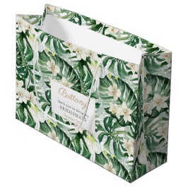 Sacola Para Presentes Grande Watercolor Monstera Deixa Bridesmaids Obrigado