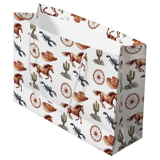 Sacola Para Presentes Grande Watercolor Western Kid Art (Frente inclinada)