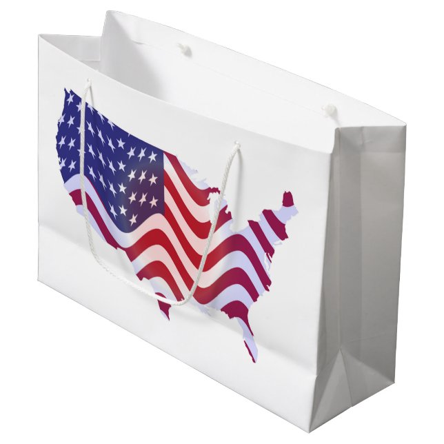 SACOLA PARA PRESENTES GRANDE WAVY AMERICAN FLAG (Frente inclinada)