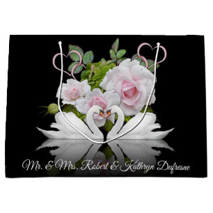 Sacola Para Presentes Grande Wedding personalizado das cisnes/aniversário