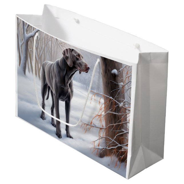 Sacola Para Presentes Grande Weimaraner Deixe-o nevar no Natal (Frente inclinada)