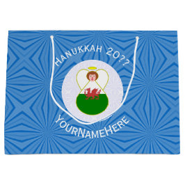 Sacola Para Presentes Grande Welsh Angel Hanukkah Flag Personalized 