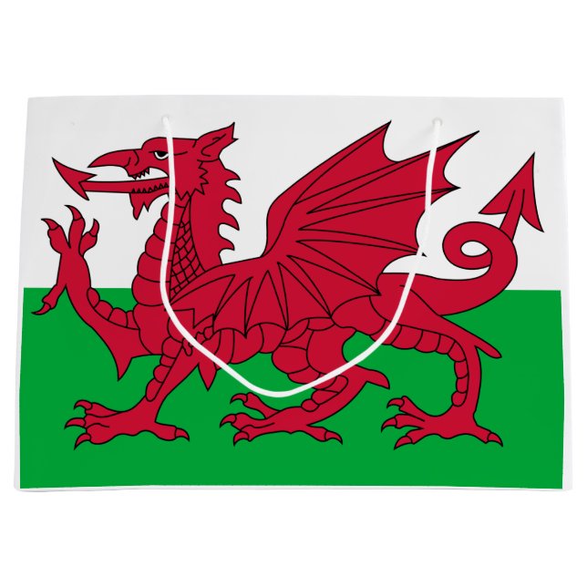 Sacola Para Presentes Grande Welsh Flag (País de Gales) (Welsh Dragon) (Frente)