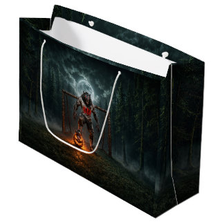 Sacola Para Presentes Grande Werewolf Soccer Player Halloween Horror Art