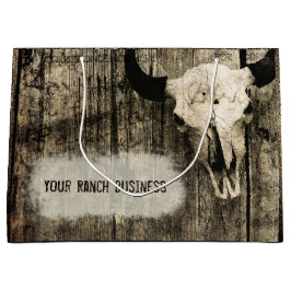 Sacola Para Presentes Grande Western Bull Skull Vintage Sepia Russo