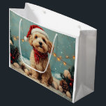 Sacola Para Presentes Grande Wheaten Terrier Dog Christmas Vintage Beach<br><div class="desc">Traga o calor dos feriados para a costa com esta charmosa design inspirada na vintagem, que apresenta um cão festivo sentado numa praia serena. Com um clássico toque de feriado de tons nostálgicos e vibrações costeiras, esta trabalho de arte captura a magia do Natal pelo mar. Perfeito para espalhar alegria...</div>