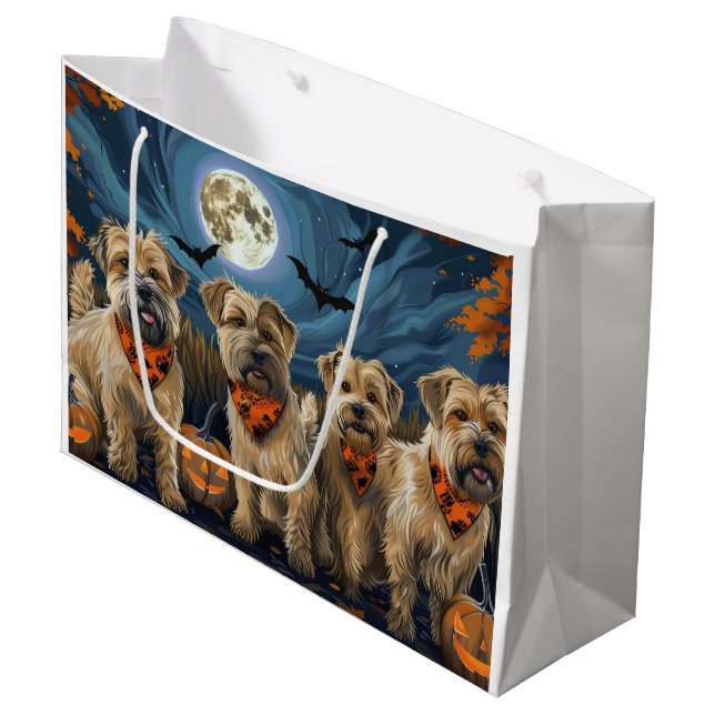 Sacola Para Presentes Grande Wheaten Terrier Halloween Spooky (Frente inclinada)