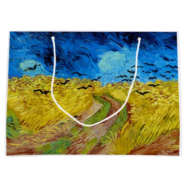 Sacola Para Presentes Grande Wheatfield com Crows, Van Gogh (Frente)