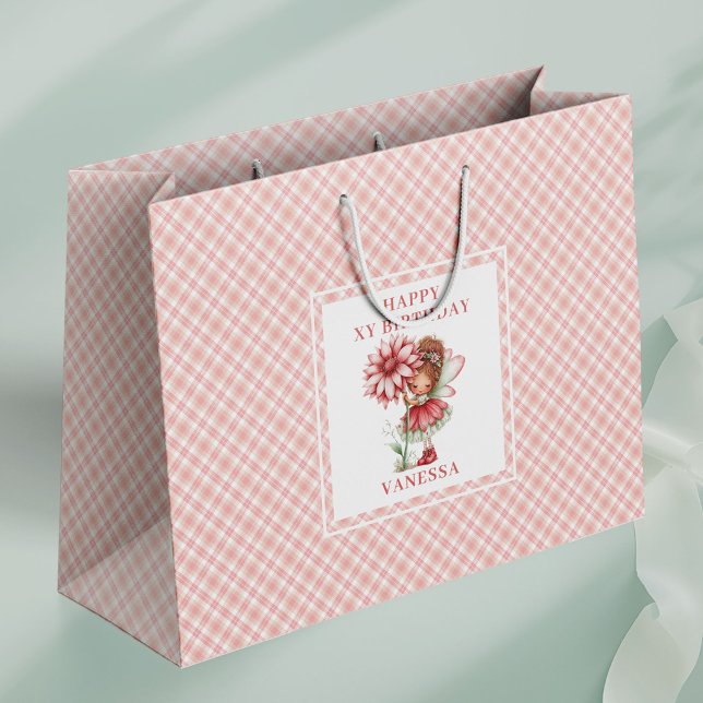Sacola Para Presentes Grande Whimsical Fairy Girl Blush Floral Birthday Gift  (Whimsical Fairy Girl Blush Floral Birthday Gift Bags

)