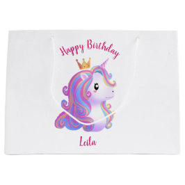 Sacola Para Presentes Grande Whimsical Unicorn Birthday
