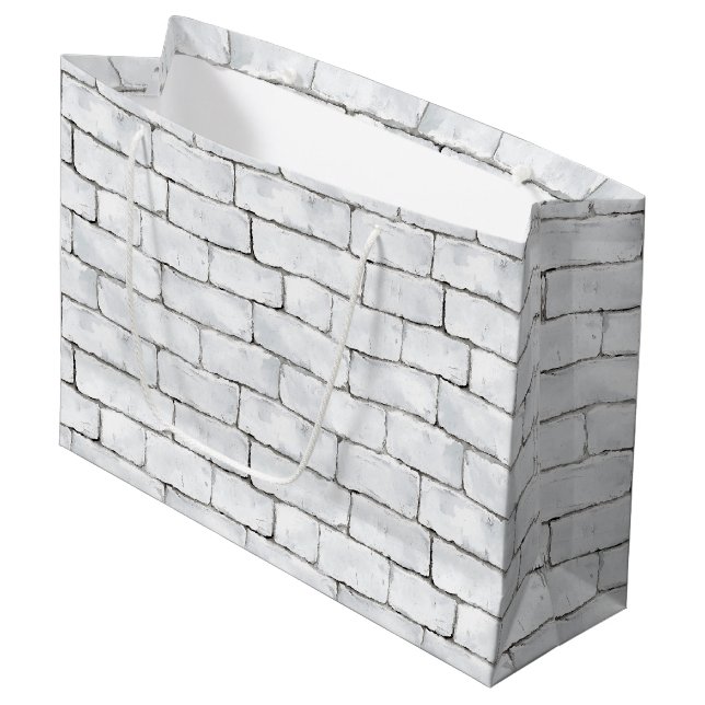 Sacola Para Presentes Grande White Bricks (Frente inclinada)