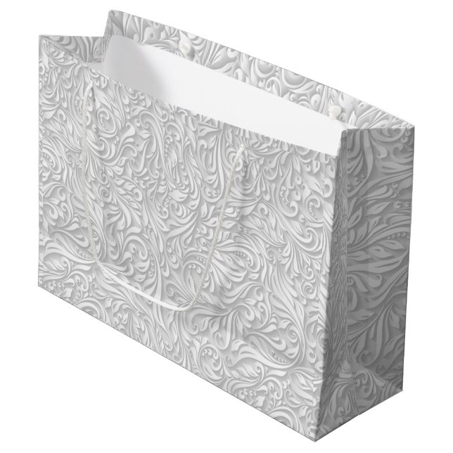Sacola Para Presentes Grande White Floral (Frente inclinada)
