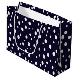 Sacola Para Presentes Grande White Snow Dot Pattern Satin