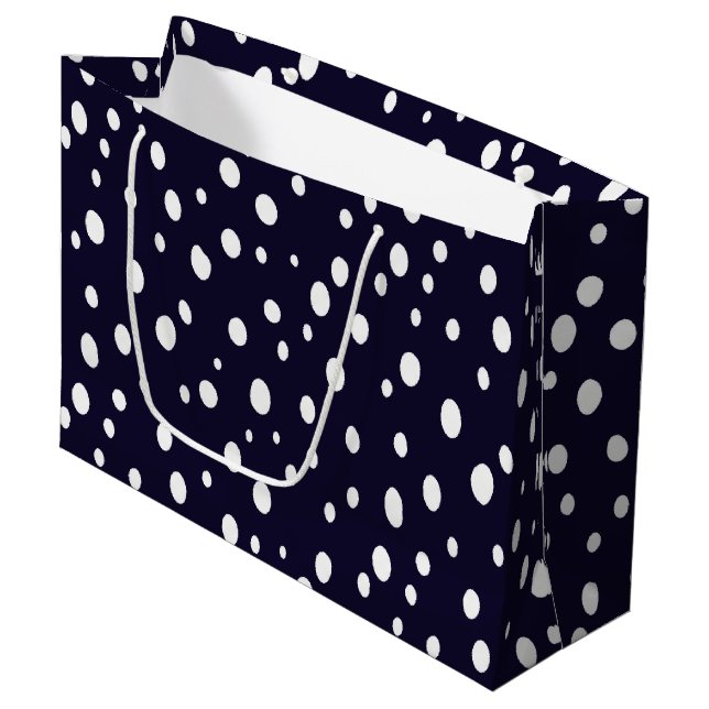 Sacola Para Presentes Grande White Snow Dot Pattern Satin (Frente inclinada)