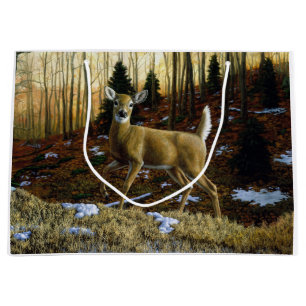 Sacola Para Presentes Grande Whitetail Deer Doe na Floresta de outono