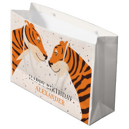 Sacola Para Presentes Grande Wild One Safari Tiger Happy Birthday