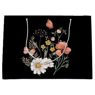 Sacola Para Presentes Grande WIldflower preto elegante