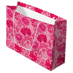 Sacola Para Presentes Grande William Morris Chrysanthemums, Fuchsia Pink