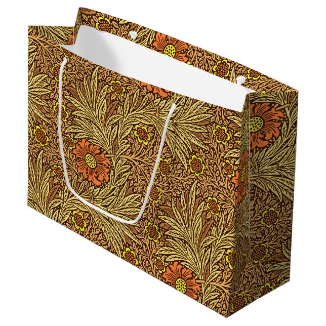 Sacola Para Presentes Grande William Morris Marigold, Copper Brown e Orange (Frente inclinada)