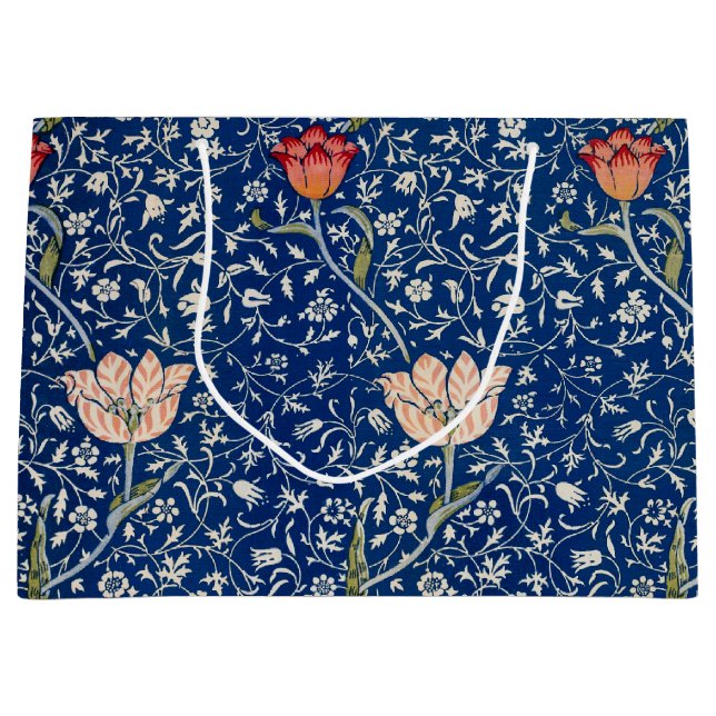 Sacola Para Presentes Grande William Morris Medway Blue Floral (Frente)