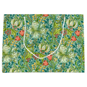 Sacola Para Presentes Grande William Morris Ouro Lily Vintage Floral Design