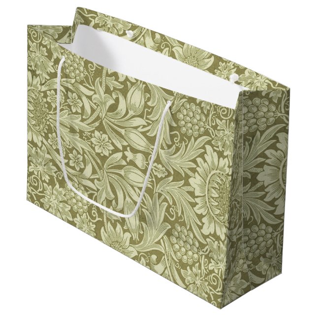 Sacola Para Presentes Grande William Morris Sunflower Green Flower (Frente inclinada)