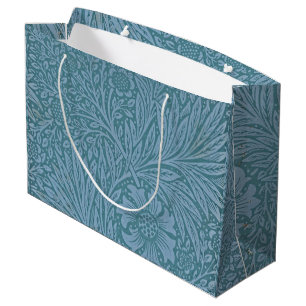 Sacola Para Presentes Grande William Morris Vintage Flores Azuis florais