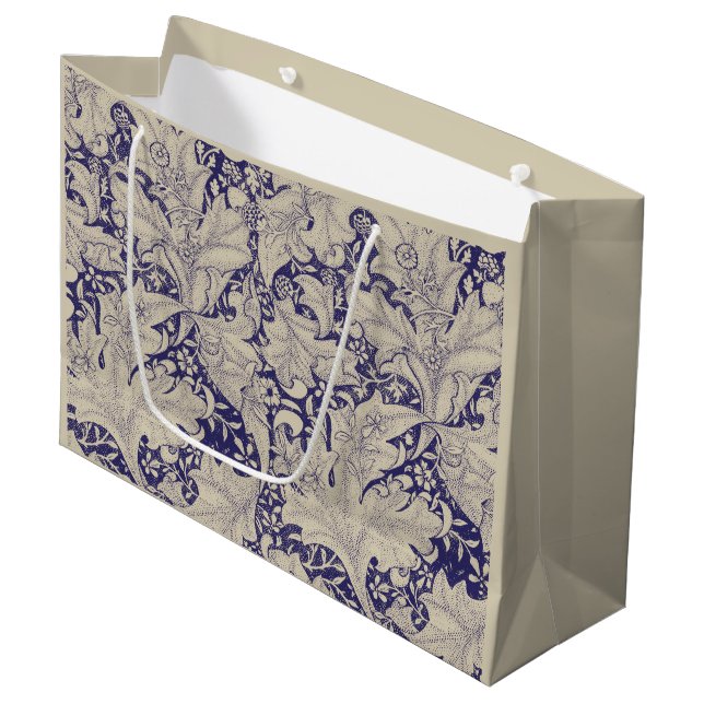 Sacola Para Presentes Grande William Morris Wallflower Blue damask (Frente inclinada)
