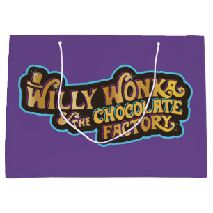Sacola Para Presentes Grande Willy Wonka e o logotipo da fábrica de chocolate